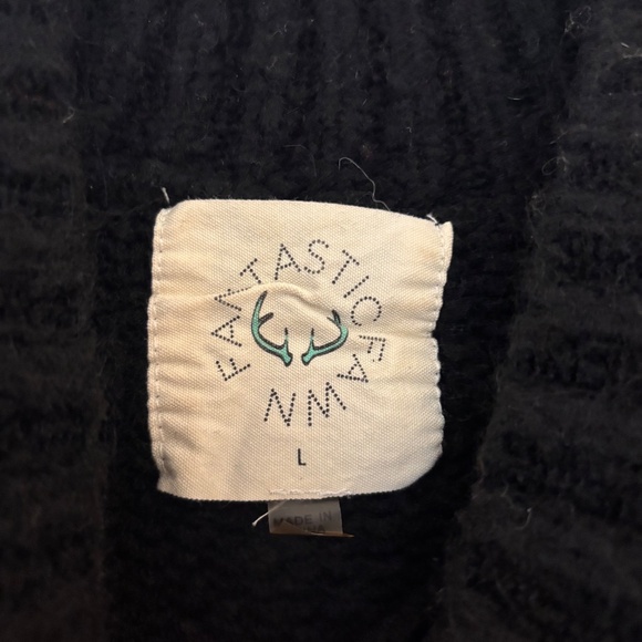 Fantastic Fawn Black Colorblock Stripe Mock Neck Fuzzy Sweater - Picture 2 of 7